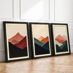 Mountain Horizons Minimalist Set of 3 Framed Wall Art Prints A3