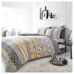 GC GAVENO CAVAILIA Luxurious Helsby Bed Set with Duvet Cover and Pillow Cases Polyester-Cotton Mustard Single