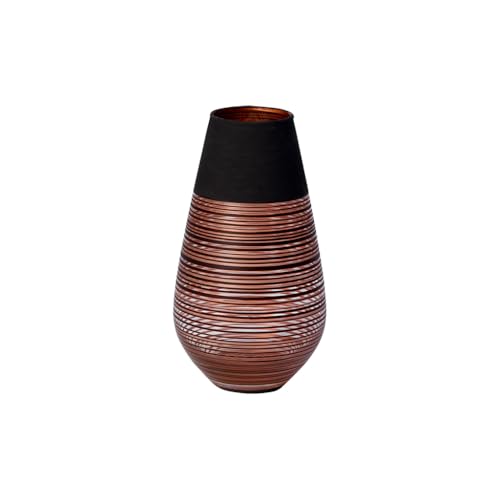 Villeroy & Boch Manufacture Swirl Vase, 18 cm, Crystal, Black/Bronze