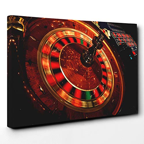 Roulette Table Casino Canvas Print - Gallery Wrapped 30mm Frame Wall Art - 30x20 inches - Ready to Hang - Modern Picture - Living Room Bedroom Lounge Office