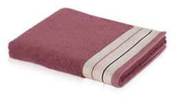 Möve Bohème Double face with striped border shower towel 80 x 150 cm, Towel - Made in Germany, 85% cotton 15% linen, Mauve/Nature