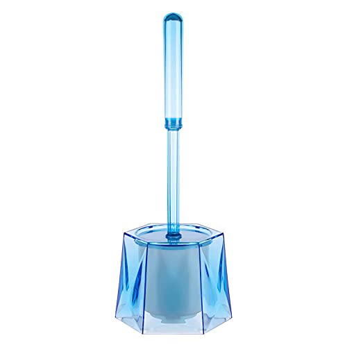 Premier Housewares Blue Toilet Roll Holders Free Standing Acrylic Brush Holder Hexagon Toilet Brushes And Holders Sets Diamante Detailed Freestanding Toilet Roll Holder 13 x 37 x 15