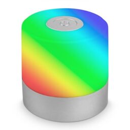 Briloner Mini LED Table Lamp Wireless Bedside Touch Desk Outdoor & Indoor USB-C Warm White and Colourful Light 7 x 7 cm Silver, Chrom-matt