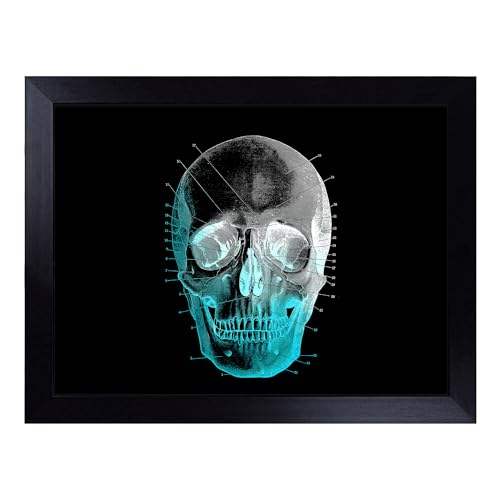 Lap Tray with Bean Bag Cushion, Black Twilight Skull - Handmade in the UK, Raised Wooden Edge, Padded Cushion, Heat-Resistant Wipe-Clean Surface, for Meals, Laptops and Crafts