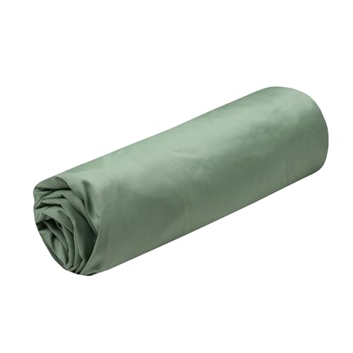 STOF - Fitted Sheet - Size 160 x 200 cm Large 30 cm - Cotton Percale Quality - 100% Oeko-Tex Certified Cotton - Colour Green - Elysee Model - Bed Linen for Home - Soft and Comfortable