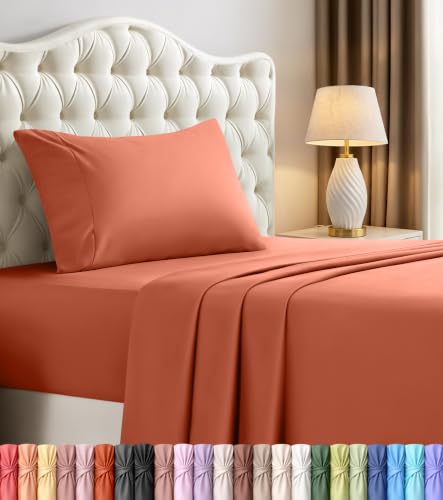 Utopia Bedding Twin Sheet Set ??? 3 Piece Bed Sheets for Cal King Size Bed, Soft and Breathable Microfiber, Includes 1 Fitted Sheet, 1 Flat Sheet and 2 Pillowcases (Orange)