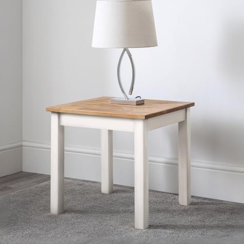 Julian Bowen Coxmoor End Table, 2 Tone, White & Oak - H48 x W50cm