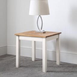 Julian Bowen Coxmoor End Table, 2 Tone, White & Oak - H48 x W50cm