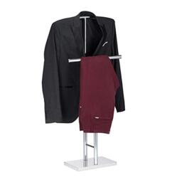 Relaxdays Chrome Men’s Valet Stand, Freestanding Towel Rack, Double Rail, HWD: 106x49x20 cm, Silver