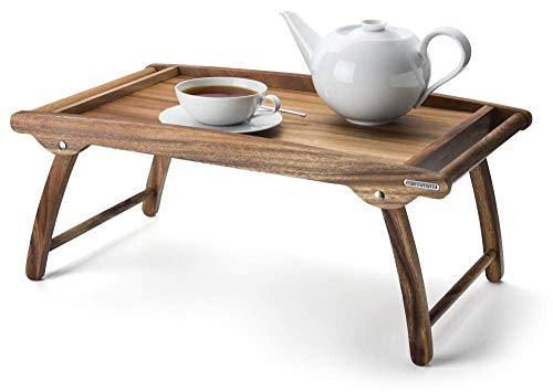 Continenta Acacia Wood Bed Tray, Dark Brown, One Size