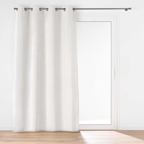 Douceur d'Intérieur, Eyelet Curtain 140 x 260 cm Nils White Flannel Relief Plain