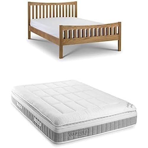 Julian Bowen Set Of Bergamo Oak Bed 135Cm & Capsule 3000 Pillow Top Mattress