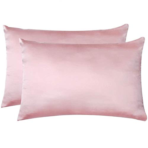 Jocoku 100% Mulberry Silk Pillowcases Set of 2 for Hair and Skin and Super Soft and Breathable Standard Size Nature Silk Pillowcases (Standard, Pink)