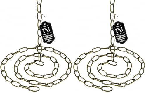 LEDSone Chandelier Light Chain 32mm x 17mm for Lighting Ceiling Lights Pendant Light Open Link Suspension Hanging Chain (Antique Brass) (Pack of 2)