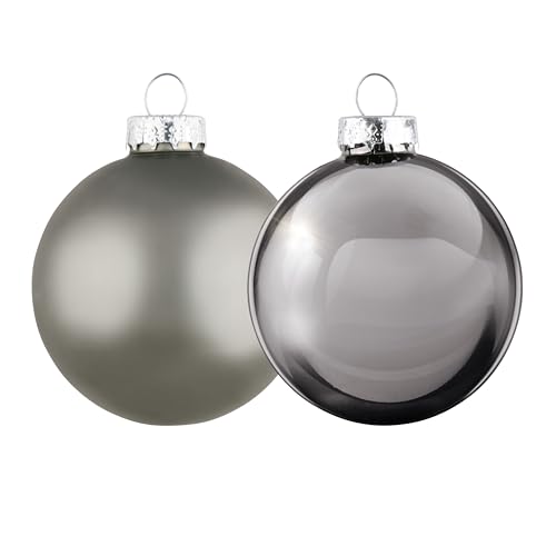 Arti Casa Christmas Tree Decorations Silver - Christmas Baubles Set Glass 6 Pieces - XMas Tree Decorations for Indoors - Bauble ∅ 8cm