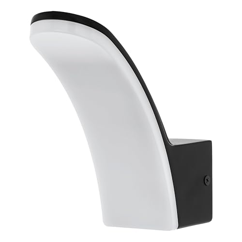 Eglo LED Outdoor wall Light Laconella-E, Curved Black and White Plastic Outside lamp, Porch and Front Door Lighting, Warm White, IP44