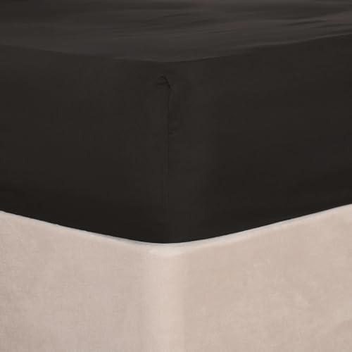 Brentfords Bedding Fitted Bed Sheets Double Charcoal, Easy Care Soft Microfibre Fabric Deep Pocket 25cm Double Bed Sheet Shrinkage and Fade Resistant Bedding Linen Bottom Sheet, 137 x 200cm