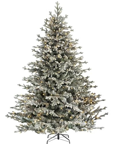 WeRChristmas Snow Flocked Fraiser Fir Christmas Tree with 550 Chasing Warm LED Lights, Multi-Colour, 7 feet/2.1m