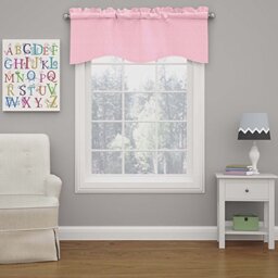 "Eclipse Modern Scalloped Valance Rod Pocket Window Curtain for Kitchen or Bathroom, Polyester, Bouqet, 42"" W x 18"" L (Pack of 1)"