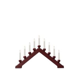 Konstsmide Christmas Lights/Modern Welcome Light/Red Lacquered Wood/Indoor Use (IP20)/230V Indoor/9 Candles with Clear Bulbs/White Cable with On Off Switch