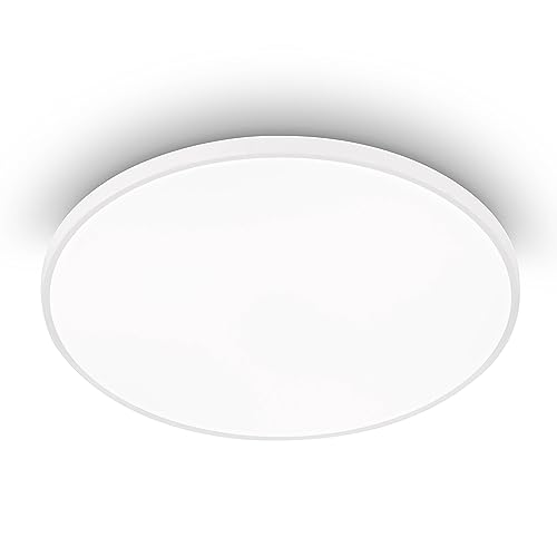 Eglo Kaoki Surface Mounted LED Ceiling Light with Backlight, White Steel and Plastic Flush Mount wall luminaire, Ø 31.5 cm/12.4 inches