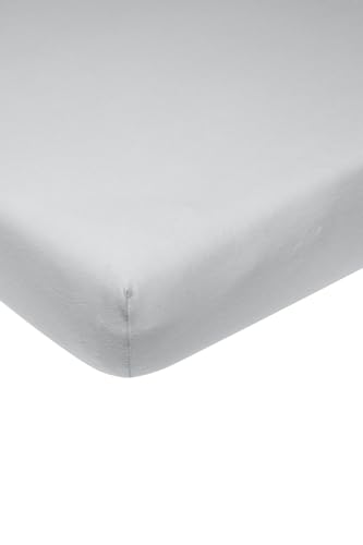 Meyco Home Basic Jersey Plain Fitted Sheet for Double Bed (Flat Sheet with Soft Jersey Quality, 100% Cotton, thanks to Elasticated Edging, Breathable, Dimensions: 160 x 200 cm), Light Grey