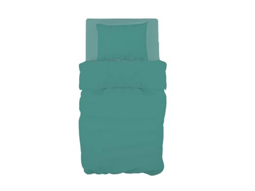 GEMITEX Single Bed Sheet Set, 100% Cotton, Green, Plain Colour, Anti-pilling and Hypoallergenic, Made in Italy Design, Includes Top Sheet 150 x 280 cm, Fitted Bottom 90 x 190 cm, 1 Pillowcase