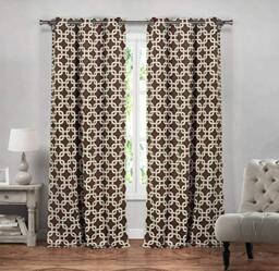 Blackout 365 Kristin Geometric Blackout Curtain, 37x84 (2 Pieces), Chocolate