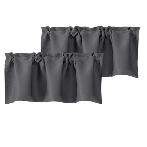 Chyhomenyc Room Darkening Valances Charcoal Grey 2x40Wx14L