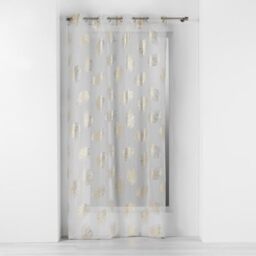 Douceur d'Intérieur Sunny Eyelet Sheer Curtain Panel (140 x 280 cm) Gold Sable Voile with Metallic Print