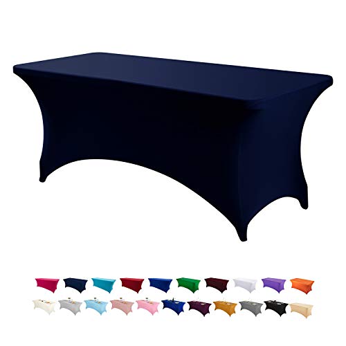 Peomeise 2 x 6 ft Spandex Table Cover, Rectangular Stretch Spandex Tablecloth (Navy, 6 ft)