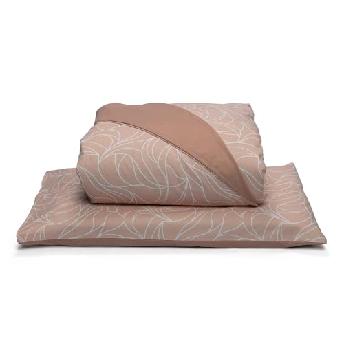 Foppapedretti Notte & Natura Duvet Cover for Double Bed Complete with Pillowcase Wave Peach 100% Cotton, Made in Italy
