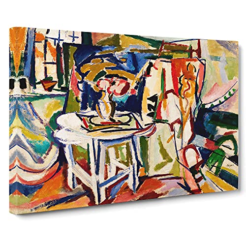 Flowers On A Table Vol.2 By Henry Lyman Sayen Canvas Print - Gallery Wrapped 30mm Frame Wall Art - 30x20 inches - Ready to Hang - Classic Floral Picture - Living Room Bedroom Lounge Office
