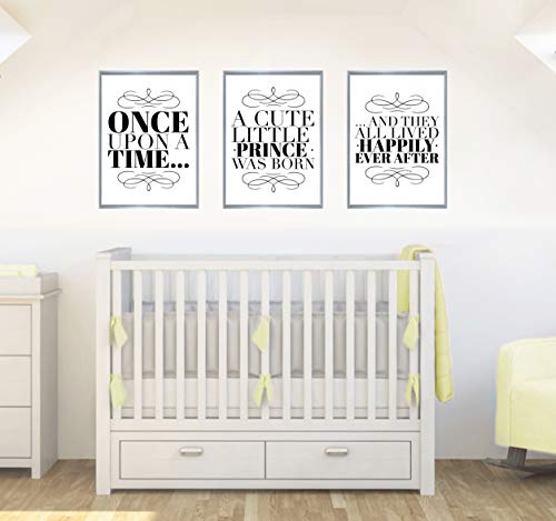 Once Upon A Time Set of 3 Quotes Baby Boys Nursery Decor Wall Art Poster Print - Size A5-148 x 210 mm