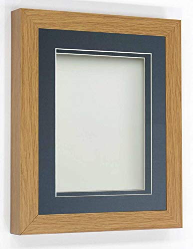 Frame Company Rickman Box 3D Photo Frame, Wood, Beech with Blue Mount, 24x20 for Image Size 20x16 inch