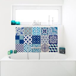 Ambiance-Live 15 Adhesive Tile Stickers - Bathroom and Kitchen Wall Mosaic Tiles - 10 x 10 cm, Blue, Set of 15