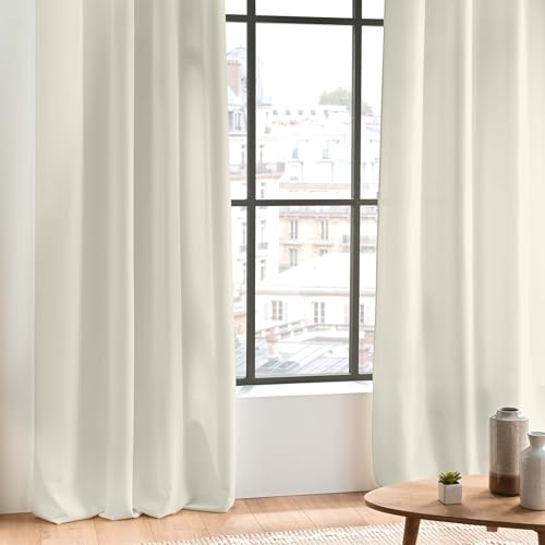 Douceur d'Intérieur, Essential Curtain with Eyelets 140 x 280 cm Off-White Polyester Plain