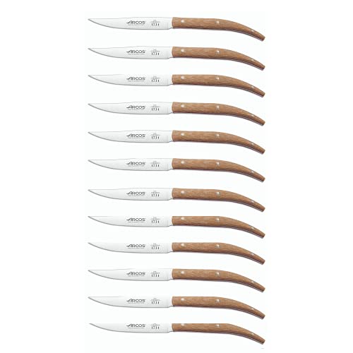 Arcos Table Knives - Box 12 Pieces Steak Knife Table Knife - Blade Nitrum Stainless Steel 110 mm (4.33 Inch) - Handle MI Carta Brown Colour (12 Piece)
