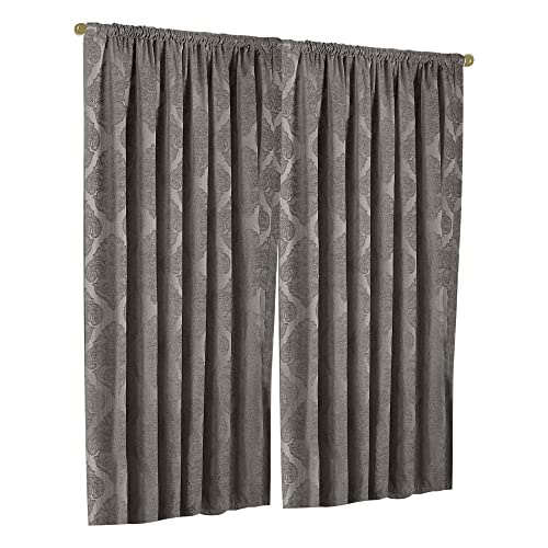 Riva Paoletti Winchester Pencil Pleat Curtains (Pair) - Mocha Brown - Traditional Diamond Jacquard - Tiebacks Included - Polyester - 66' x 72' (168 x 183cm)