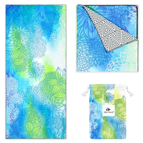 Quick Dry Towel Extra Large 78x35 Inch - Microfiber Beach Towel - Perfect for Beach, Travel, Swimming, Pool, Yoga, Hiking, Camping - Lightweight, Fast Drying, Compact for Adults (Blue Green)