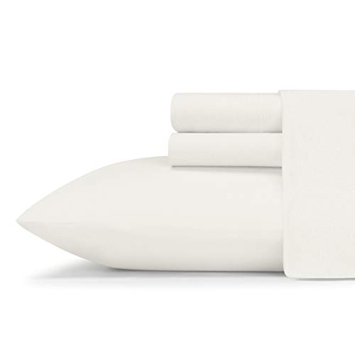 Eddie Bauer - Queen Sheets, Breathable Bedding Set, Lightweight Home Decor for Warm Sleepers (Jersey Knit White, Queen)