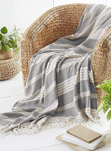 COUNTRY CLUB Diamond Throw Over Blanket Bed/Sofa Accessory Grey 120x150cm, 120 X 150 cm