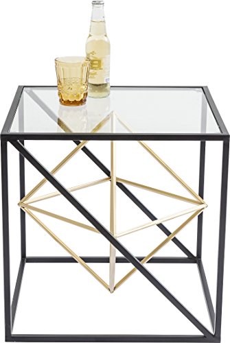 Kare Design Side Table Prisma, Black/Gold, Steel, Elegant, Coffee Table, Room Decor, Home Decor for Living Room, Bedroom, Hallway, 45x45x45 cm (H/W/D)