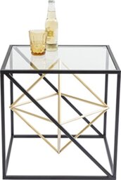 Kare Design Side Table Prisma, Black/Gold, Steel, Elegant, Coffee Table, Room Decor, Home Decor for Living Room, Bedroom, Hallway, 45x45x45 cm (H/W/D)