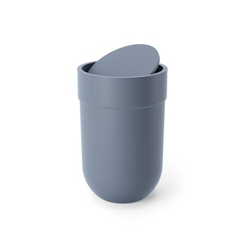 Umbra Touch Trash Can with Lid, Bathroom Garbage Can, 1.6 Gallon, Slate Blue