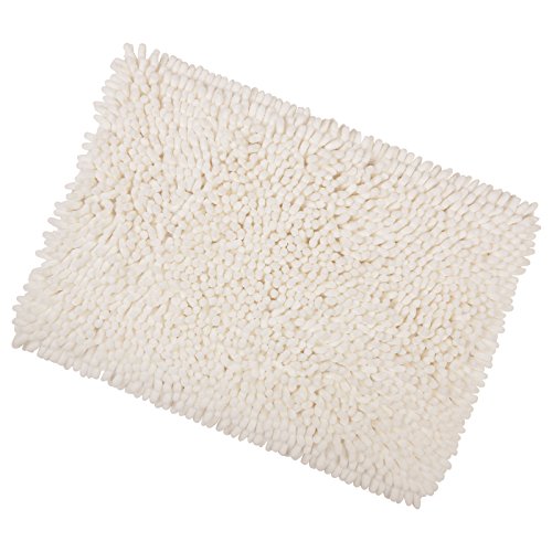 Ivory Shaggy Microfibre Bathroom Shower Bath Mat Rug Non-Slip Backing 50x80cm
