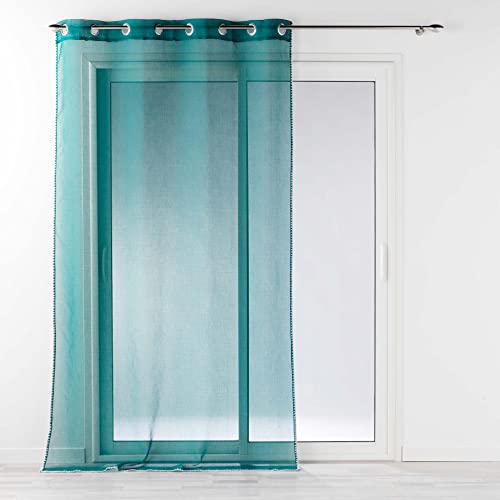Douceur d'Intérieur, Louise Petrol Eyelet Curtain (140 x 240 cm) Sandblasted Curtain