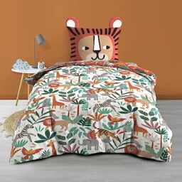 Douceur d'Intérieur, 2 Piece Duvet Cover Set 140 x 200 cm Lion Design 100% Cotton