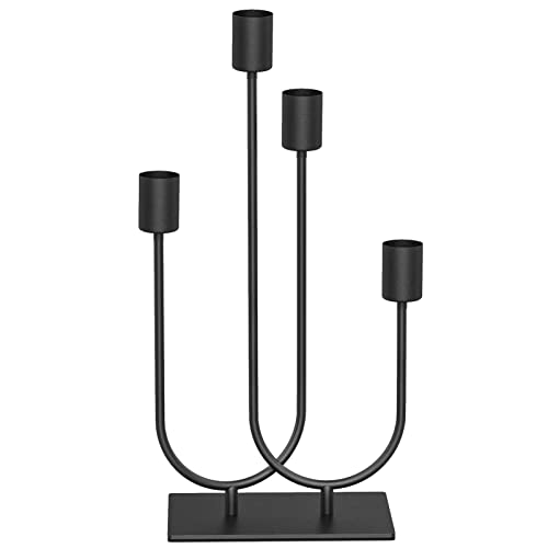 "smtyle Halloween Black Candle Holders for Taper Candles Set of 4 Candelabra with Iron-0.8"" Diameter Candlestick Ideal for for Table Centerpiece"