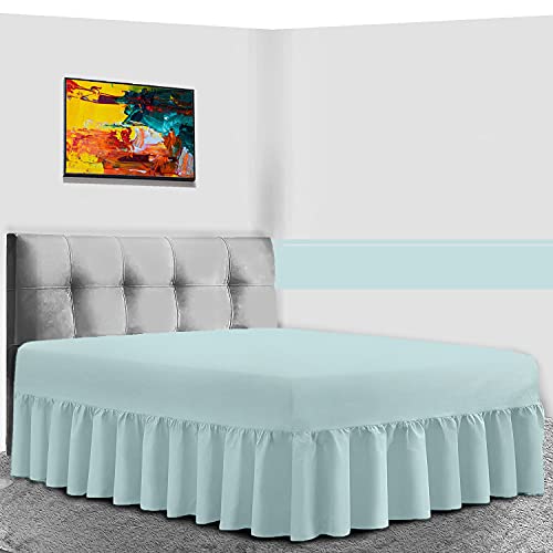 GC GAVENO CAVAILIA Percale Extra Deep Fitted Valance Sheet, Non Iron Frilled Sheets, Easy Care Plain Dyed Bedding 180 TC, Single, Sorbet Blue